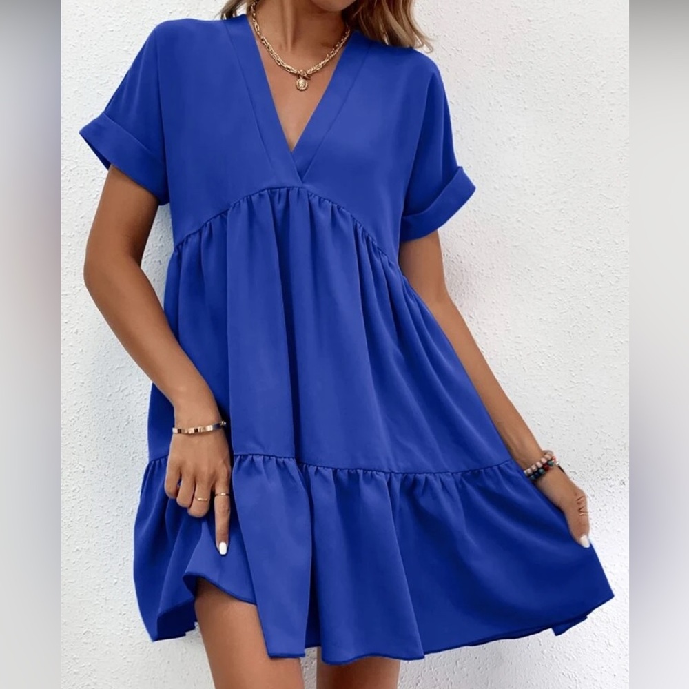 Royal Blue Ruffle Hem Dress